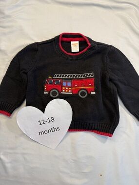 Gymboree - Kids Black fleece Sweater with Fire Truck Design